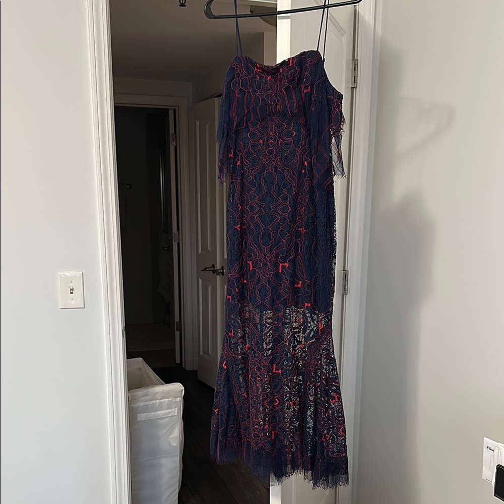 Elegant Navy Lace Dress